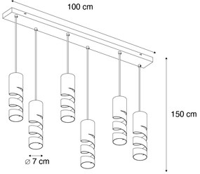 Moderne hanglamp zwart met taupe en beige 6-lichts - Stream Nowoczesny Oswietlenie wewnetrzne