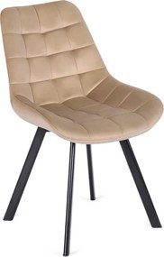 Krzesło Tapicerowane do Salonu RICK Beżowe Welurowe Nowoczesne Loft