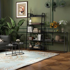 HOMCOM Stolik konsolowy z 2 poziomami Czarny elegancki i praktyczny stół 90x30x75cm Idealny do każdego wnętrza | Aosom PL