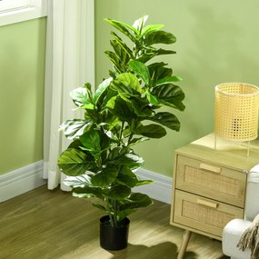 HOMCOM Sztuczna roślina Ficus, 110 cm wysokości z 90 liśćmi &amp; donicą do salonu | Aosom PL