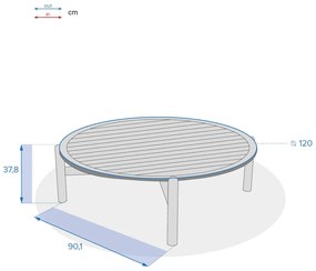 Stolik kawowy z drewna akacji DEONA, ogrodowy, Ø 120 cm