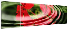 Abstrakcyjny obraz - kwiaty w falach (170x50 cm)