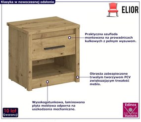 Klasyczna Szafka Nocna Z Szufladą Dąb Artisan T1-T59