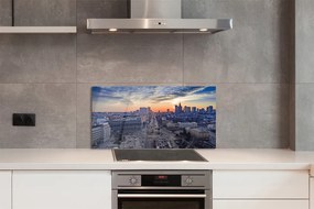 Szkło do Kuchni na Ścianę Warszawskie Wieżowce o Zmierzchu