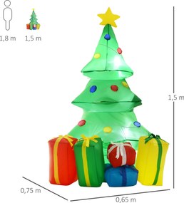 HOMCOM Nadmuchiwana dekoracja świąteczna z oświetleniem LED, prezentami, 150 cm, wodoodporna | Aosom PL