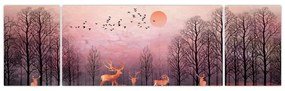 Zdjęcie - Jeleń w blasku zachodzącego słońca (170x50 cm)