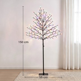 HOMCOM Drzewko z kwiatami wiśni LED 150 cm z 160 diodami, sztuczne drzewko świetlne z 20 giętkimi gałązkami, dekoracja świąteczna | Aosom PL