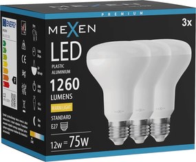 Mexen Nova 3x żarówka LED E27, R80, 12W, Ciepła - 3000K, 1260 lm - L105-E27-1230-01x03