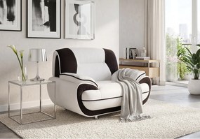 Fotel PALERMO – elegancki fotel do salonu w tkaninie KRONOS biało- czarnej