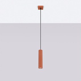 Lampa wisząca minimalistyczny Gloow, aluminium - 1 źródło światła 4000K - L.8 x H.118 cm - ochra czerwona