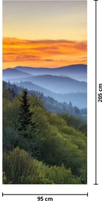 Fototapeta na drzwi - Czewrone chmury w górach (95x205cm)