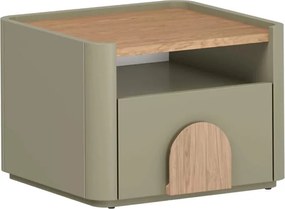 Szafka nocna Amilio z szufladą 50 cm - eukaliptus / dąb baltic dune / uchwyty dąb naturalny