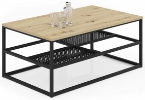 Industrialny stolik kawowy dąb artisan + czarny D9-L06