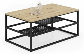Industrialny stolik kawowy dąb artisan + czarny - Hila 4X