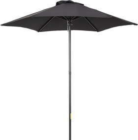 Outsunny Parasol Ø196 cm, Parasol z Funkcją Nachylenia, Sześciokątny Parasol Balkonowy do Plaży Balkonu Ogrodu, Czarny