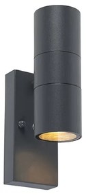 Zewnetrzna Lampa ścienna zewnętrzna ciemnoszara 2-światłowa z czujnikiem zmierzchu - Duo Nowoczesny Oswietlenie zewnetrzne