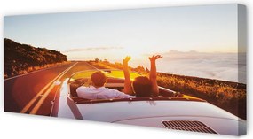 Obraz drukowany na płótnie Droga, Auto i Ludzie