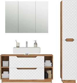 Zestaw mebli łazienkowych dąb/biały ze strukturą płytek 119.2x35x62.5 lotta