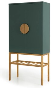 Zielona komoda z nogami z drewna dębowego Tento Scoop, wys. 162 cm