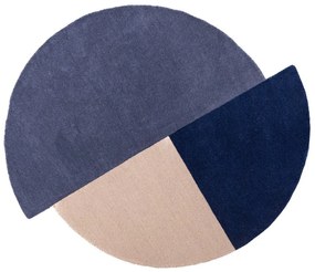 Niebieski wełniany okrągły dywan tkany ręcznie ø 150 cm Mia Segment – Flair Rugs