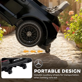 AIYAPLAY Elektryczny samochodzik dziecięcy, wzornictwo Mercedes, silniki 12V, pilot, światła LED, muzyka, dla dzieci 3-6 lat, Czarny