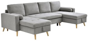 Kanapa narożna rozkładana z jasno szarej tkaniny KORI