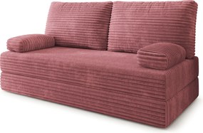 Masseno Sofa piankowa SILAR z funkcją spania, Kanapa z pianki do salonu, Bezmontażowa, Tkanina sztruksowa – Pudrowy róż TILIA 62