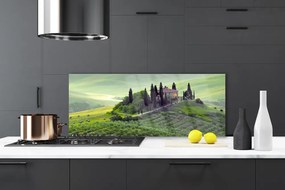 Panel Szklany Sielska Łąka z Drzewami