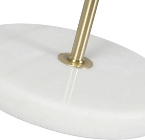 Lampa stołowa mosiężna z aksamitnym abażurem zielonym 35 cm - Kaso