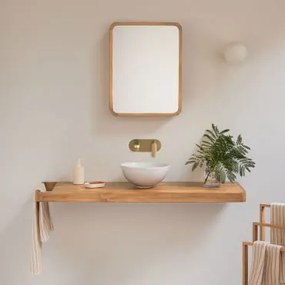 Zestaw Mebli Łazienkowych 130x45 Cm Wiszący Z Drewna Tekowego Neill Drewno Tekowe & Okrągły Biały - Sklum