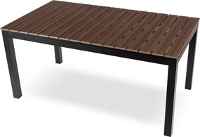 Rozkładany stół ogrodowy, kompozytowy Castello 160-210 cm, blat orzech, podstawa czarna