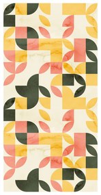 Tapeta - Retro geometryczny wzór w zielono - żółtych odcieniach