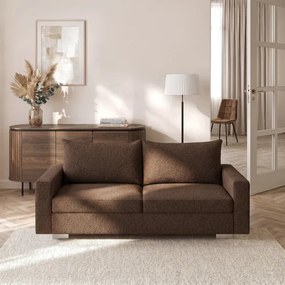 Sofa z Funkcją Spania DRAVOS Brązowa Boucle Nowoczesna