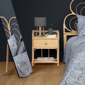 Stolik rattanowy do sypialni AONI, z szufladą i półką