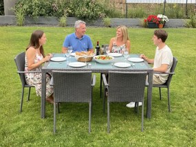 Komplet mebli obiadowych technorattan (stół 150x90cm + 6 krzeseł) AVVICENTE szary