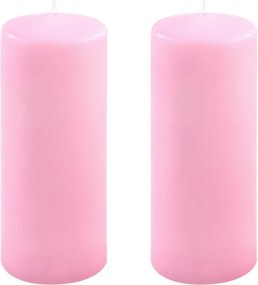 Zestaw świec słupkowych, 20 cm, Ø 7,5 cm, różowy, 2 szt