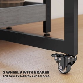 HOMCOM Rozkładany Stół w Stylu Industrialnym, dla do 4 Osób, Otwarte Półki, Elastyczny, Metal, Płyta wiórowa, Szary