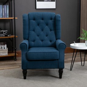 HOMCOM Fotel uszak elegancki niebieski solidne wypełnienie zdejmowana tapicerka 74x86x102 cm | Aosom PL