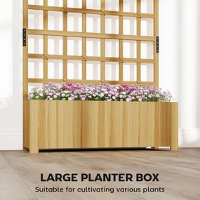 Outsunny Kwietnik z Kratką Drewniany Kwietnik z Otworem Drenażowym 90 x 30 x 180 cm Naturalne Drewno | Aosom PL