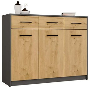 Nowoczesna komoda z 3 szufladami dąb artisan+antracyt M5-R46