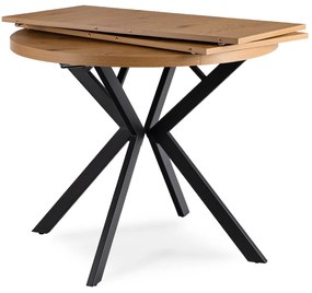 Stół Okrągły Rozkładany LUGO 90-190 cm Dąb Złoty/Czarny Loftowy