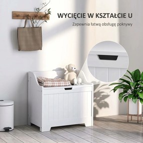 HOMCOM Skrzynia do Przechowywania, Drewniana Skrzynka z Pokrywą, Dużo Miejsca, Nowoczesny Design, Biały