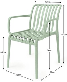 Plastowe krzesło TREGO z podłokietnikami, zielone