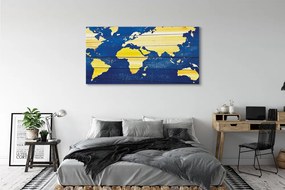 Duży obraz na płótnie Mapa na Niebieskim Drewnie