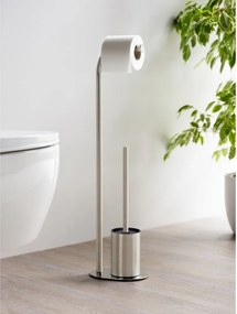 Stojak na papier toaletowy ze szczotką ze stali nierdzewnej w kolorze matowego srebra Levante – Wenko