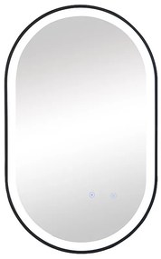 Lustro łazienkowe podświetlane owalne przeciwparowe z czarną ramą 60 x 90 cm - ALARICO