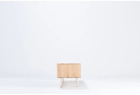 Biało-naturalna szafka pod TV z litego drewna dębowego 200x48 cm Fina – Gazzda