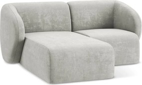 Jasnoszary narożnik z tkaniny szenilowej (lewostronny/z szezlongiem) Lani – Makamii