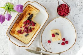 Mäser Naczynie do zapiekania Pintar White brązowe kropki 36,4 x 22,3 cm, L