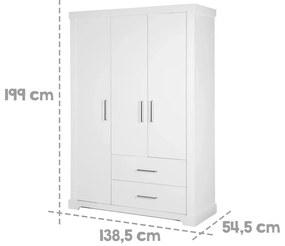 Biała szafa dziecięca 139x199 cm Maxi – Roba